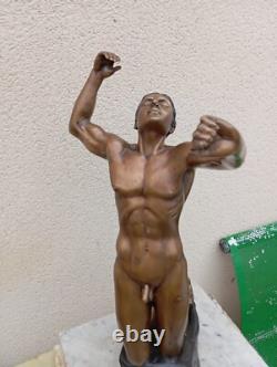 Contemporary Bronze Art. Bronze Nude Man Height 62 CM