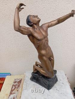 Contemporary Bronze Art. Bronze Nude Man Height 62 CM