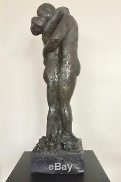 Couple Statue Terracotta Sculpture Art Of Nude Design Bronze Color 52/15 / 15cm