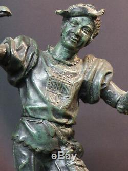 D 1870 Beautiful Bronze Statue Sculpture Signed Barye Falconer 43cm 5.2kg Art