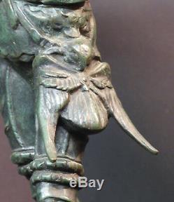 D 1870 Beautiful Bronze Statue Sculpture Signed Barye Falconer 43cm 5.2kg Art