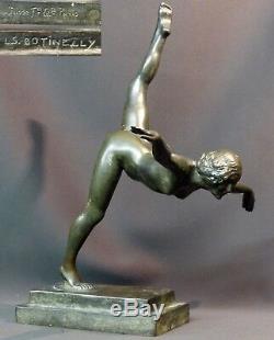D 1930 Beautiful Bronze Sculpture Botinelly 37cm3.4kg Susse Art Deco Dancer Paris