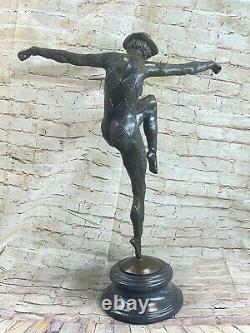D. H. Bronze Statue, Art Deco Dancer Sculpture Font Figure