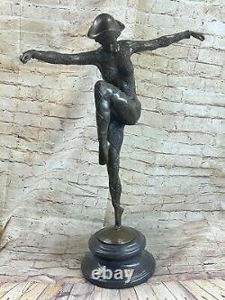D. H. Bronze Statue, Art Deco Dancer Sculpture Font Figure
