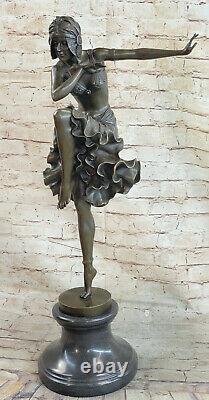 D H Chiparus Art Deco Bronze Sculpture Woman Dress Figurine