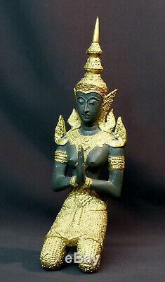 D N2 Art Asia Bronze Statue Statuette Dancer Indonesia Suit Golden 2.2kg34cm