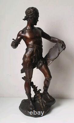 DEFECT sculpture 40 cm bronze Edouard Drouot Art Nouveau scribe allegory poetry