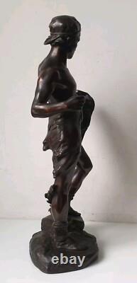 DEFECT sculpture 40 cm bronze Edouard Drouot Art Nouveau scribe allegory poetry