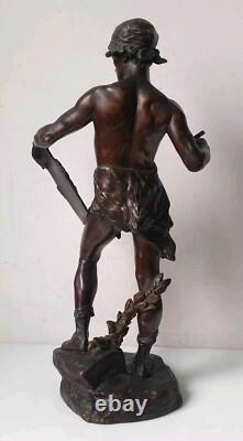 DEFECT sculpture 40 cm bronze Edouard Drouot Art Nouveau scribe allegory poetry