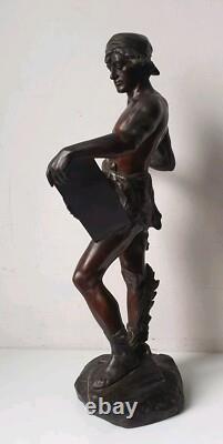 DEFECT sculpture 40 cm bronze Edouard Drouot Art Nouveau scribe allegory poetry