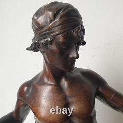 DEFECT sculpture 40 cm bronze Edouard Drouot Art Nouveau scribe allegory poetry