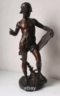 DEFECT sculpture 40 cm bronze Edouard Drouot Art Nouveau scribe allegory poetry