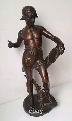 DEFECT sculpture 40 cm bronze Edouard Drouot Art Nouveau scribe allegory poetry