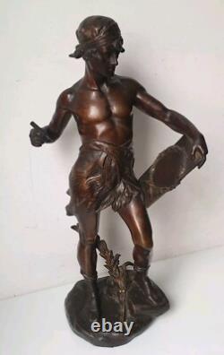 DEFECT sculpture 40 cm bronze Edouard Drouot Art Nouveau scribe allegory poetry