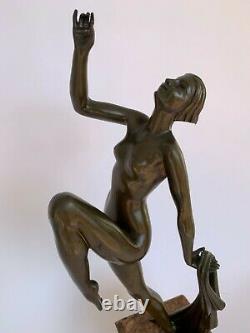 Dancer Art Deco Bronze 1930 About Socle Marble Carrier By Emile Daurive H3697