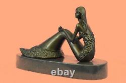 Denmark Pure Bronze Art Sculpture Chair Mermaid Sea-may Beautiful Woman Stone