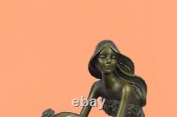 Denmark Pure Bronze Art Sculpture Chair Mermaid Sea-may Beautiful Woman Stone