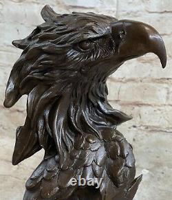 Detail Rare Eagle Marble Sculpture Bust Bronze Head Art Deco Collection Sale