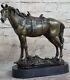 Detailed Farm Horse With/saddle Bronze Sculpture Art Deco Figurine Statue