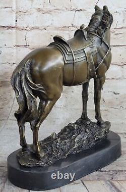 Detailed Farm Horse With/Saddle Bronze Sculpture Art Deco Figurine Statue