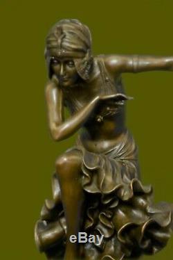 Dh Chiparus Art Deco Bronze Sculpture Figurine Woman In Dress Hot Deal Fonte
