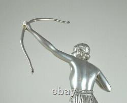 Diane Arc, Great Sculpture Bronze, Silver, Art Deco, 20th Century
