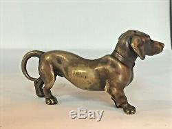 Dog Dachshund In Golden Bronze Patina Twentieth Art Deco