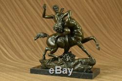 Done Theseus Fighting The Centaur Bianor Bronze Sculpture Art Deco Figurine