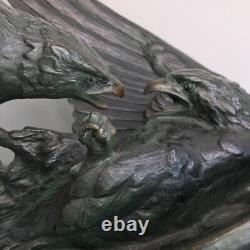 EAGLE COMBAT signed RICHÉ sculpture Bronze ART DECO antique vintage patina