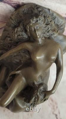 EROTIC BRONZE SCULPTURE Cunnilingus Lesbians Signed Lambeaux Art Deco