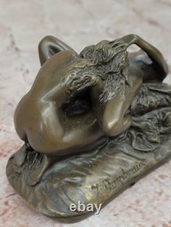 EROTIC BRONZE SCULPTURE Cunnilingus Lesbians Signed Lambeaux Art Deco