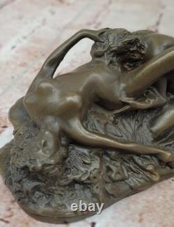 EROTIC BRONZE SCULPTURE Cunnilingus Lesbians Signed Lambeaux Art Deco