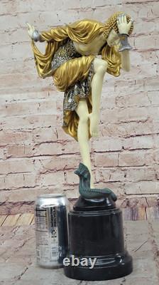 Elegant Bronze Art Deco Female Dancer Sculpture for Home & Office