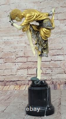 Elegant Bronze Art Deco Female Dancer Sculpture for Home & Office