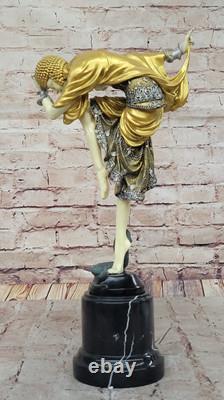 Elegant Bronze Art Deco Female Dancer Sculpture for Home & Office