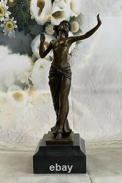 Elegant Bronze Art Sculpture Chair Venus Goddess Statue Figure Sculpture