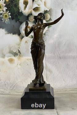 Elegant Bronze Art Sculpture Chair Venus Goddess Statue Figurine
