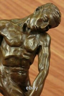 Elegant Male Chair Rodin Ge Bronze Marble Statue German Sculpture Bust Art