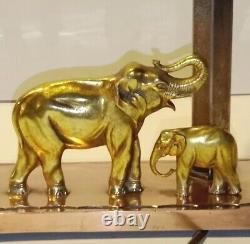Elephant and its Elephant Sculpture Bronze Gilded Art Deco Lamp Copper Base