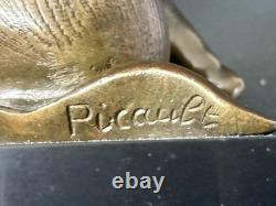 Émile Picault Bronze Boy Riding Snail Sculpture Base Art Deco Art Nouveau France