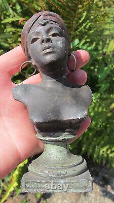 Emmanuel Villanis Bronze Woman With Earrings Art Nouveau Decorative Art