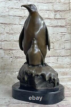 Emperor Penguin Family Art Bronze Sculpture Statue Figurine Animal