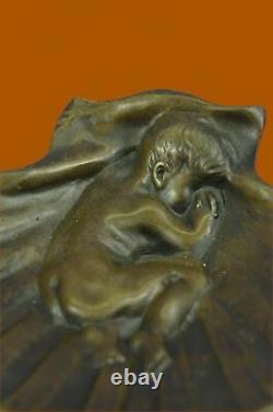 Erotic Art Deco Boy Ashtray Bronze Sculpture Figurine Decor Figure