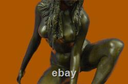 Erotic Art Deco Chair Woman Bronze Sculpture Office At Collection Home