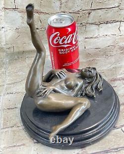 Erotic Art Deco Female Nude Bronze Marble Sculpture Figurine Base Sale