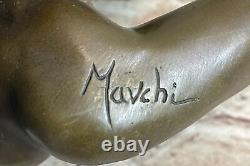 Erotic Art Deco Female Nude Bronze Marble Sculpture Figurine Base Sale