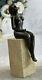 Erotic Art Deco Female Nude Bronze Sculpture Marble Figurine Base Sale