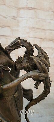 Erotic Bronze Chair Sculpture Statue Art Female Figurine Warrior Dragon