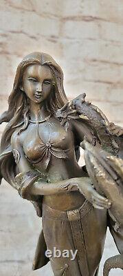 Erotic Bronze Chair Sculpture Statue Art Female Figurine Warrior Dragon