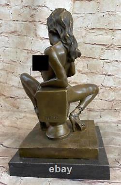 Erotic Bronze Sculpture - Art Deco Sexy Chair Figurine Statue - Large Art